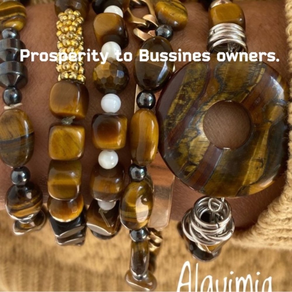 Tige's eye bon bon earrings/ Manifesting power and wealth dangle long earrings - Picture 5 of 5